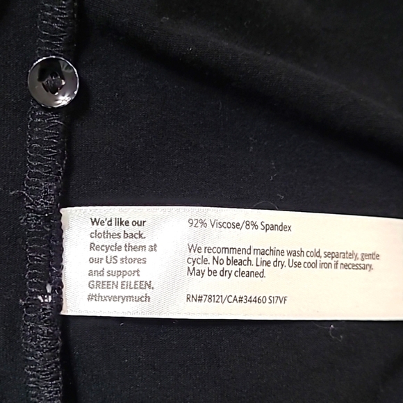 Eileen Fisher Black Button-up Shirt Dress with distressed buttons size Medium - Picture 6 of 8